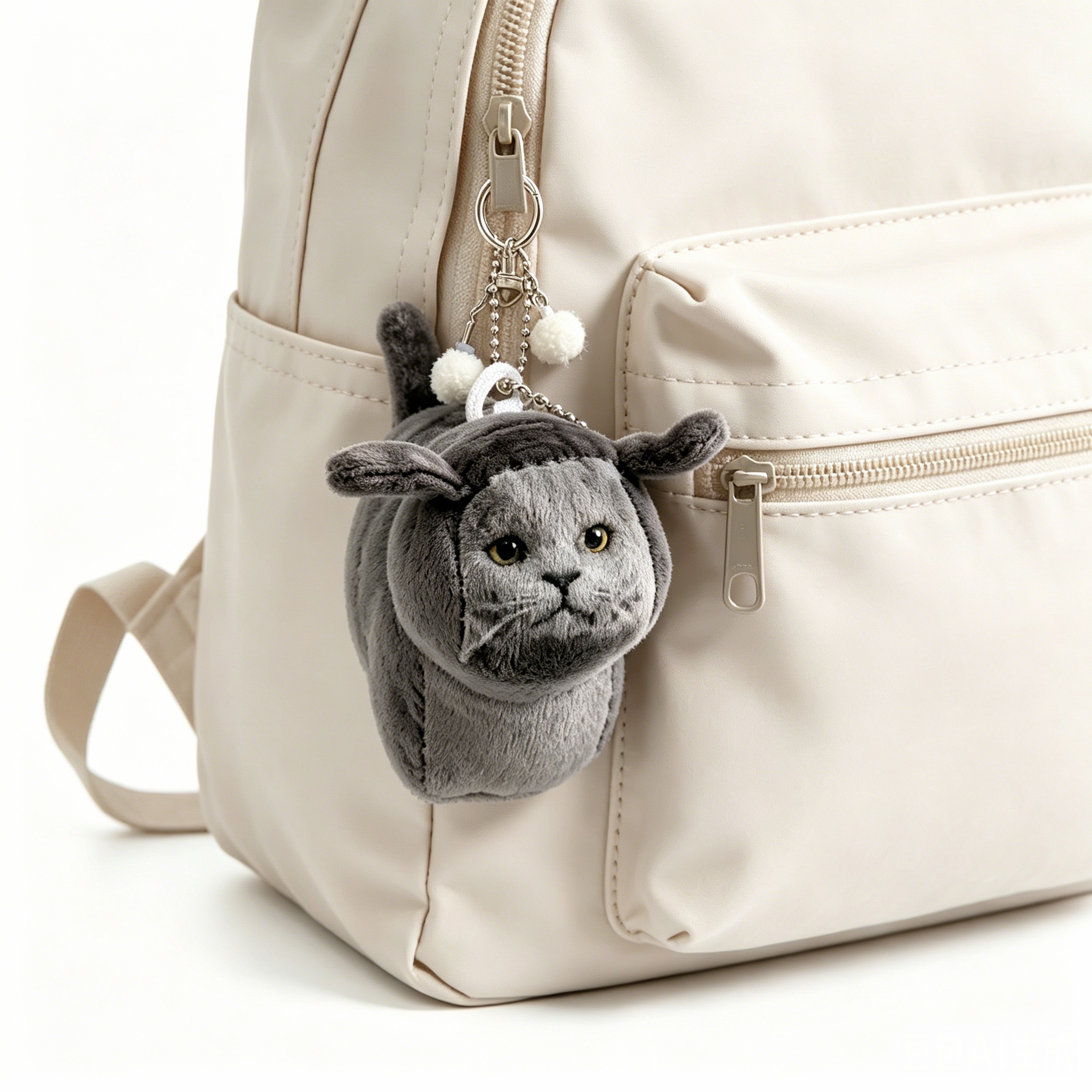 Custom Photo 3D Cube Shaped Cat Plush Keychain, Mini Block Kitten Bag Charm Pendant for pet Lovers