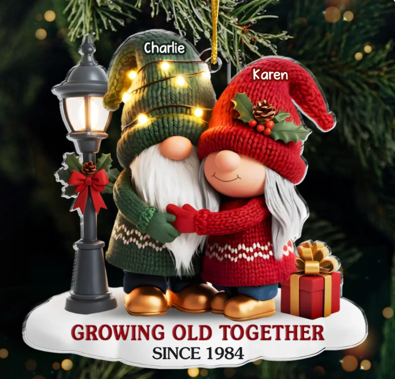 Custom Gnome Acrylic Ornament Personalized Anniversary Christmas Wedding Gifts For Husband And Wife Him And Her Our Story Continues