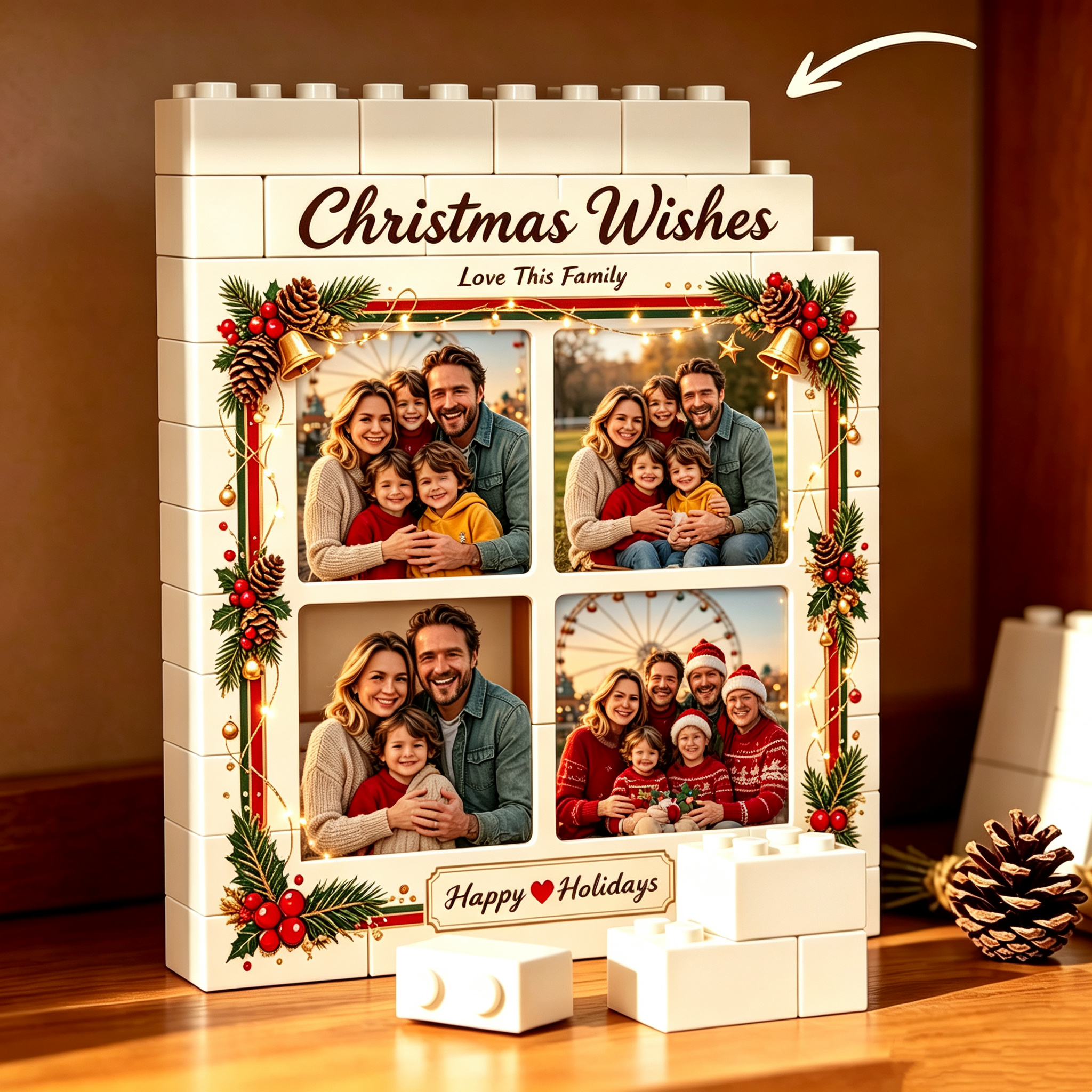Christmas Personalized Photo Bricks Frame for Family Christmas Day Gifts Christmas Day Keepsake