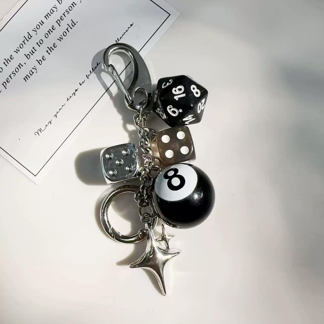 Classical Special-Shaped Dice Bag Hanging Retro Design Personalized Mobile Phone Pendant Bag Hanging Chain Brown and Green Contrasting Color Pendant