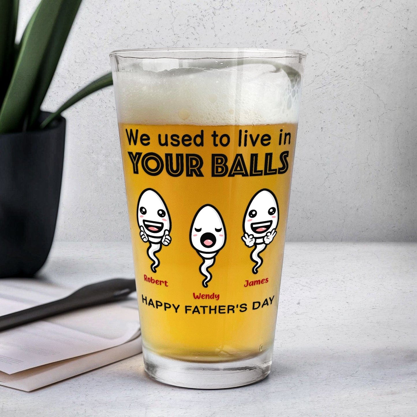 We Used To Live In Your Balls - Personalized Beer Glass - Giftlab
