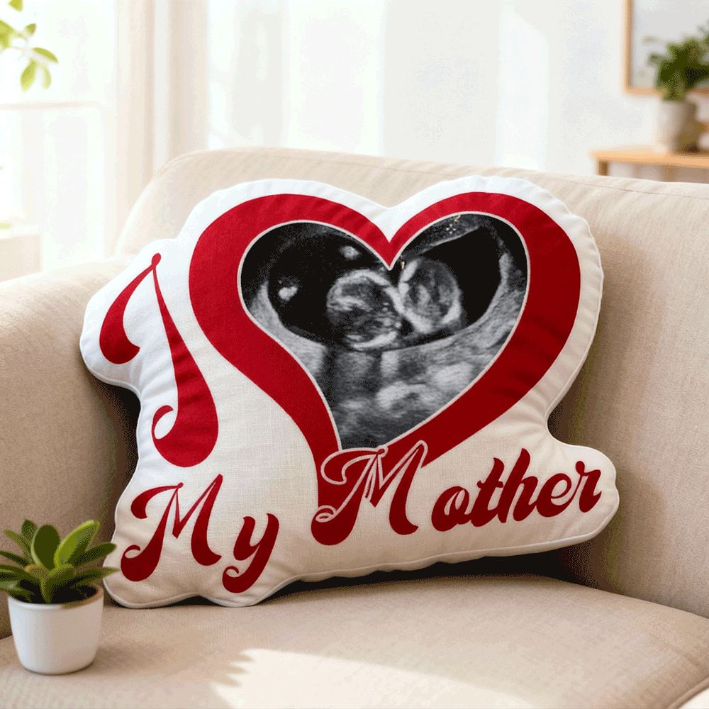 Custom Couple Photo Pillows – Red Heart-shaped Personalized Pillows For Mother’s Day Gift