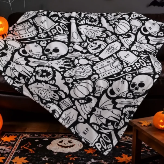DIY Halloween Drawing Blanket (Optional 24-Color Marker Set) Create Your Art Blanket Washable Keepsake Blanket for Kids & Adults