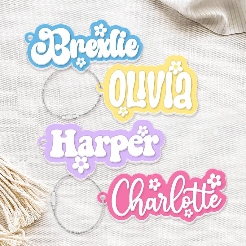 Personalized Back To School Kids Girl Gifts, Backpack Kids Name Tag, Cute Backpack Name Keychain, Diaper Bag Tag, Lunch Box Tag