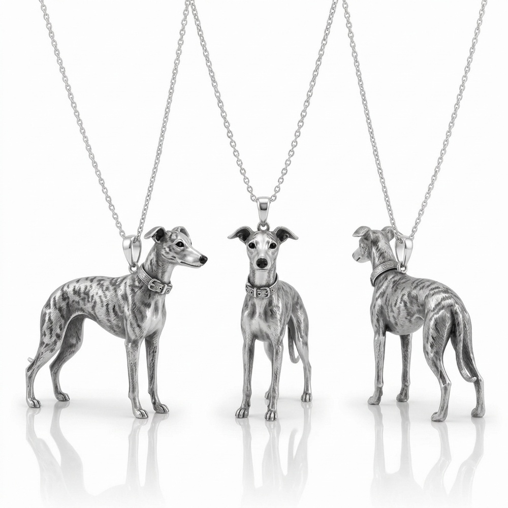 Exquisite S925 Sterling Silver 3D Pet Pendant Necklace, Highly Detailed Sculpted Dog & Cat Animal Charm Jewelry for Pet Owners - namenecklace
