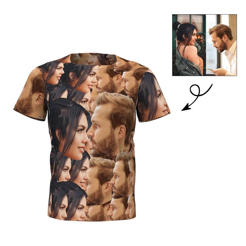 Csutom All Over Print Face T Shirt Women Photo Anniversary Gift Face T-shirt Funny Gift For Couple - Giftlab