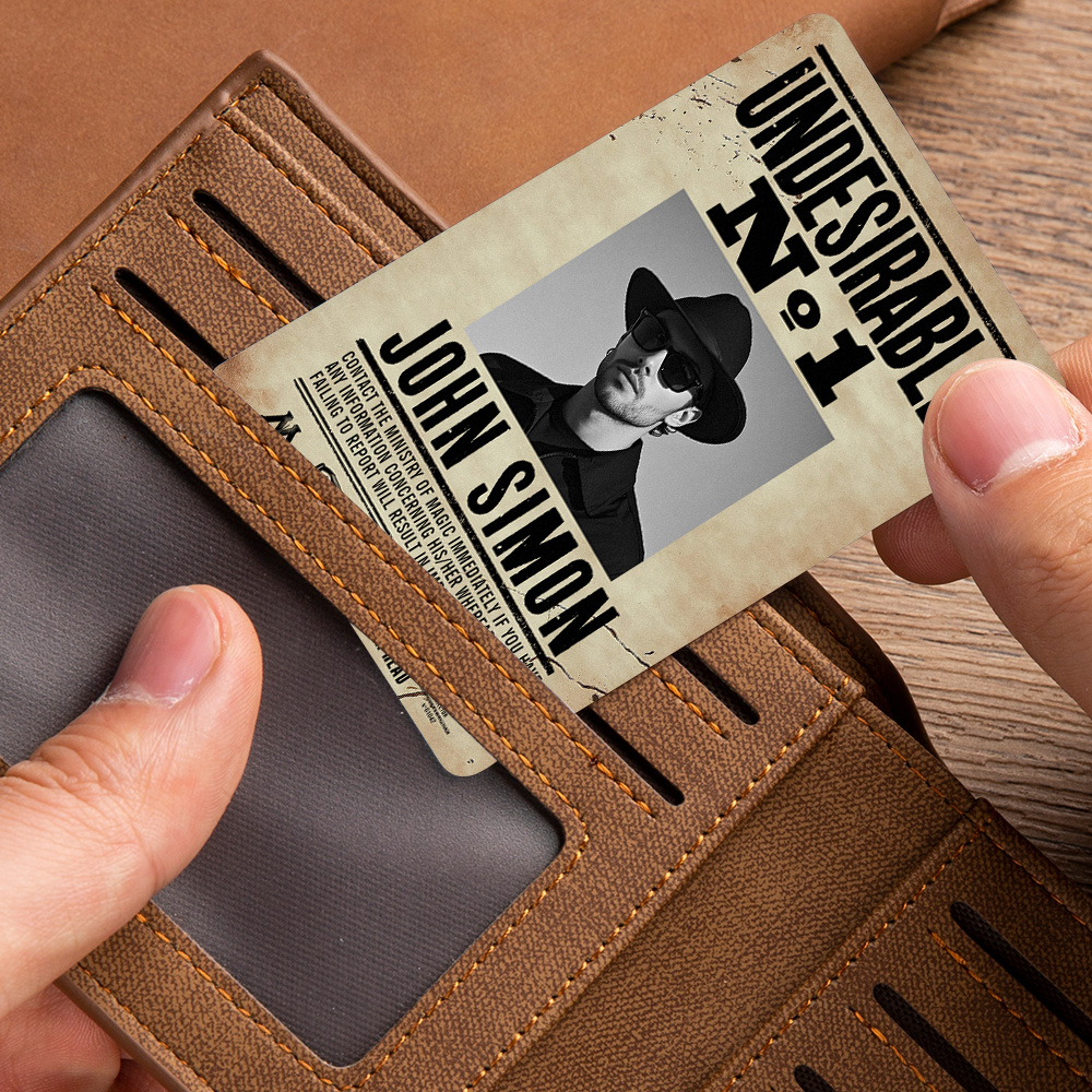 Personalized Undesirable No.1 Wallet Insert Card Custom Photo & Name Ministry of Magic Wanted Poster Gift