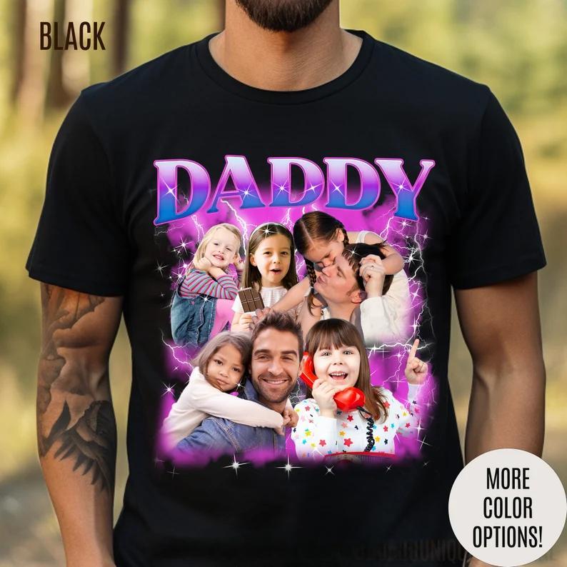 Custom Bootleg Rap Daddy Tee, Custom Photo Daddy Shirt, Dad Shirt With Kid Face Photos, Custom Father's Day Gift Personalized Father - Giftlab