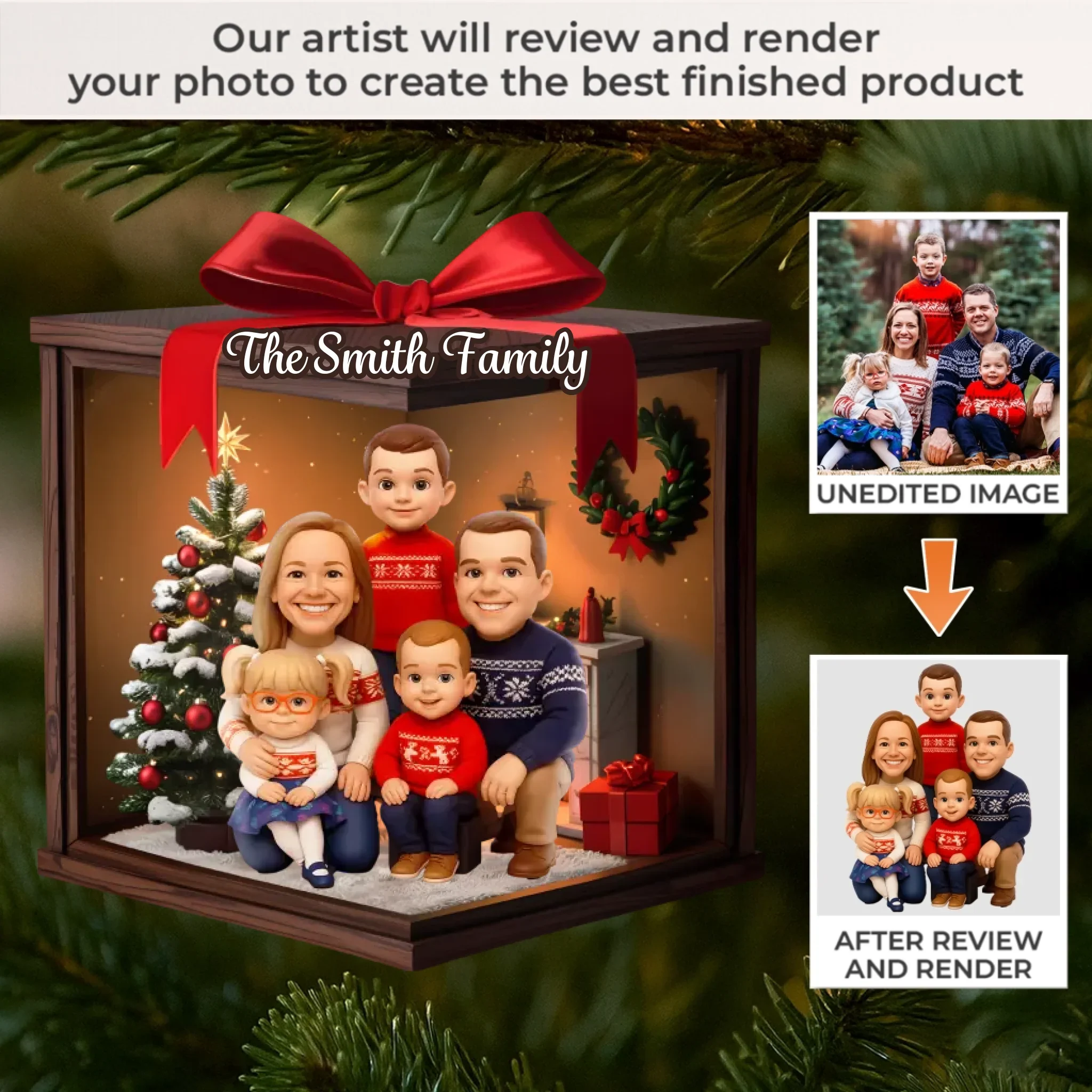 Custom Photo Acrylic Ornament - Personalized Christmas Birthday Gifts For Mom, Dad, Brother, Sister, Kids - Cherishing The Bond That Built Us