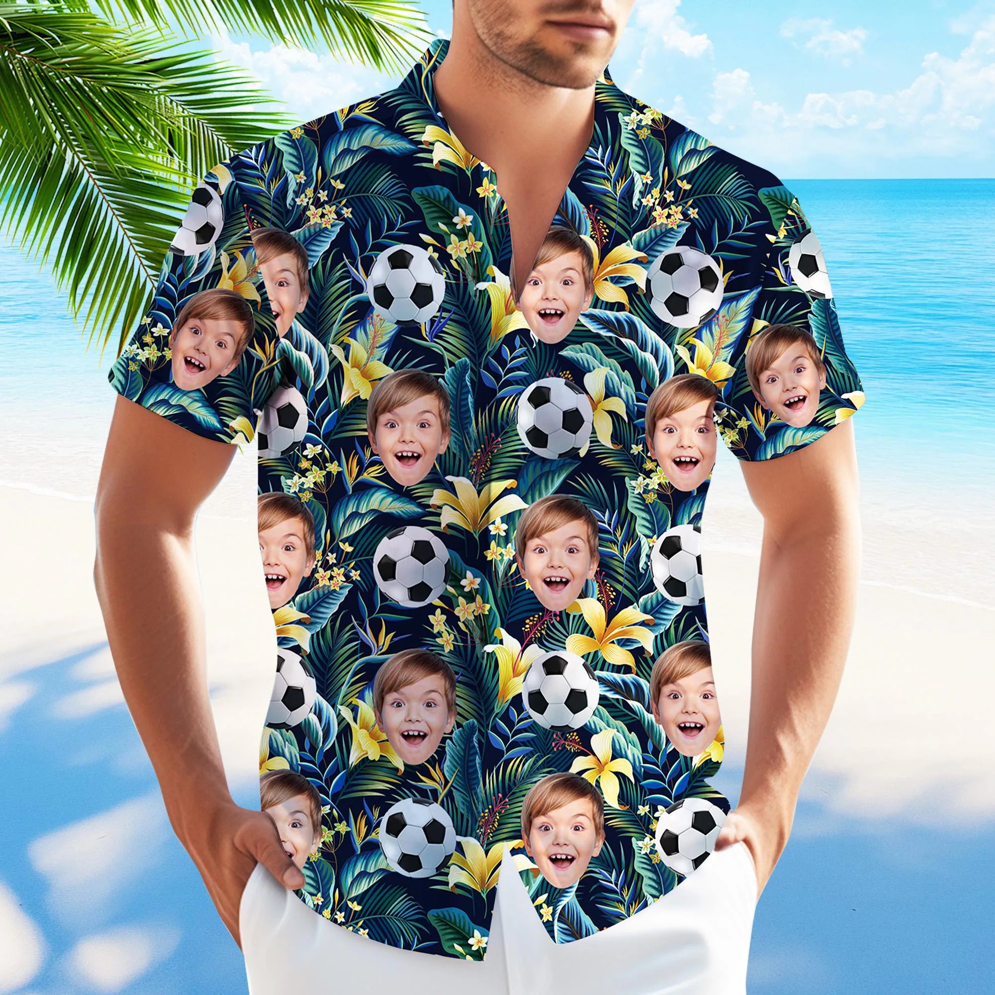 Custom Face Hawaiian Shirt, Sports Theme, Personalized American 250th Anniversary Football Baseball Team Shirt