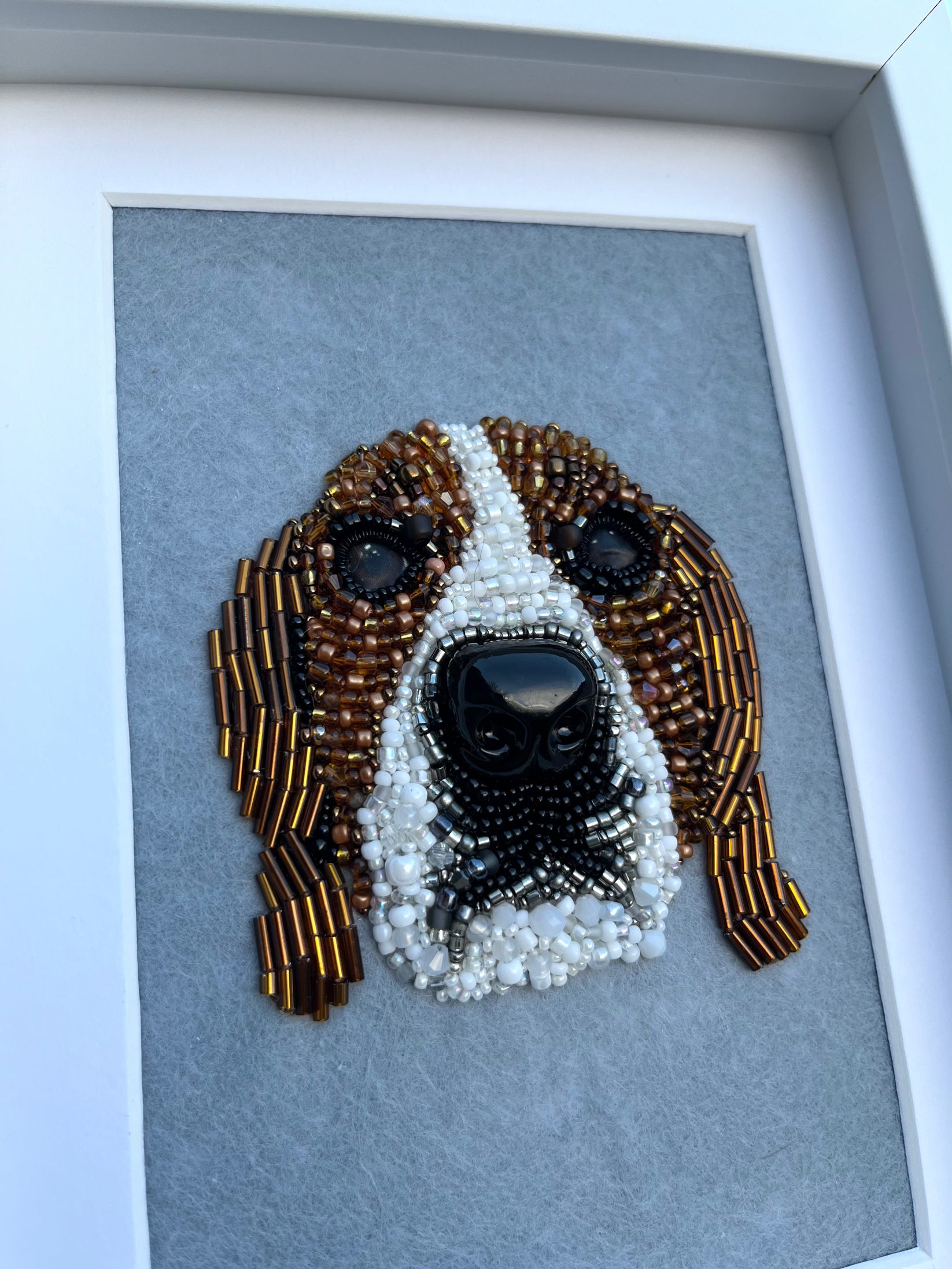 Pet Bead Embroidery Art – Handmade Beaded Animal Portrait