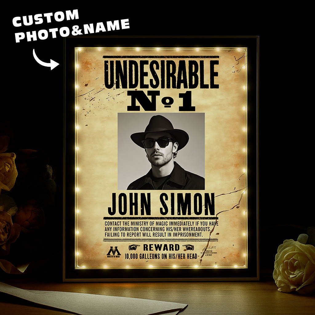 Personalized Undesirable No.1 Mirror Light Custom Photo & Name Ministry of Magic Wanted Poster Gift