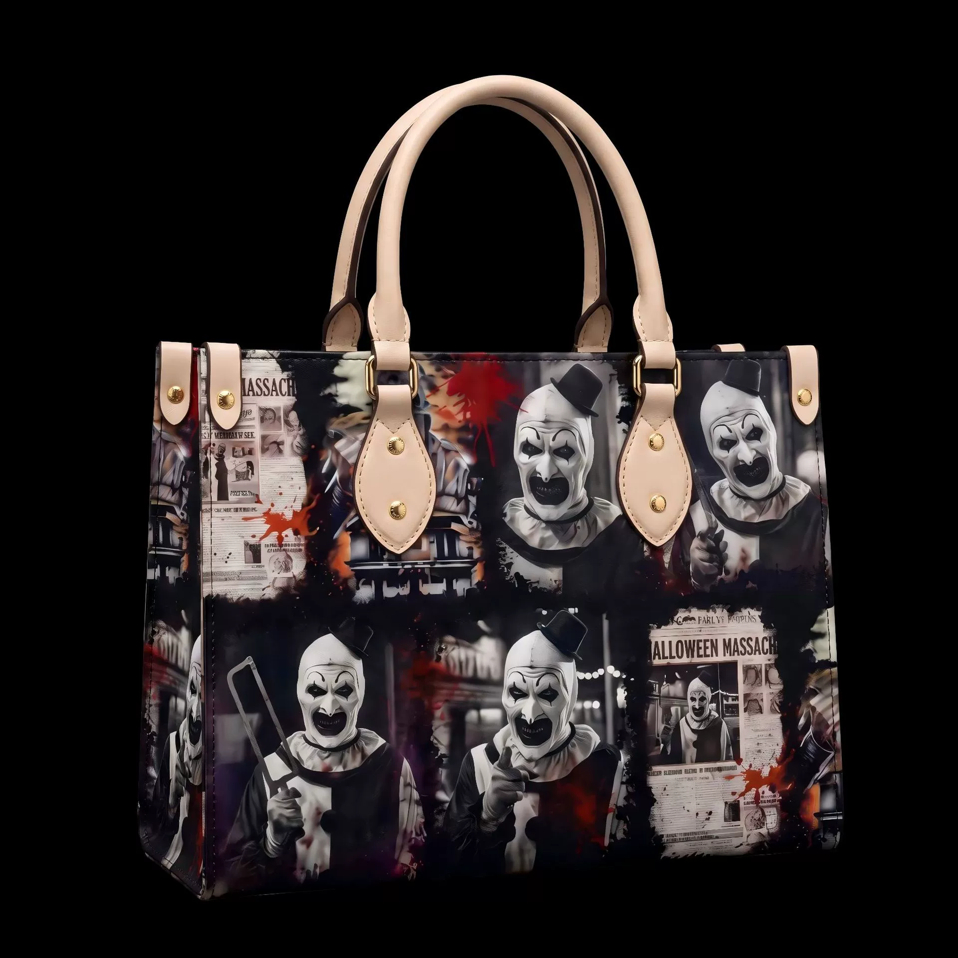 Horror Gothic Tote Bag Spooky Halloween Graphic Shoulder Bag for Women Dark Aesthetic Casual Carrying Bag Creepy Gift