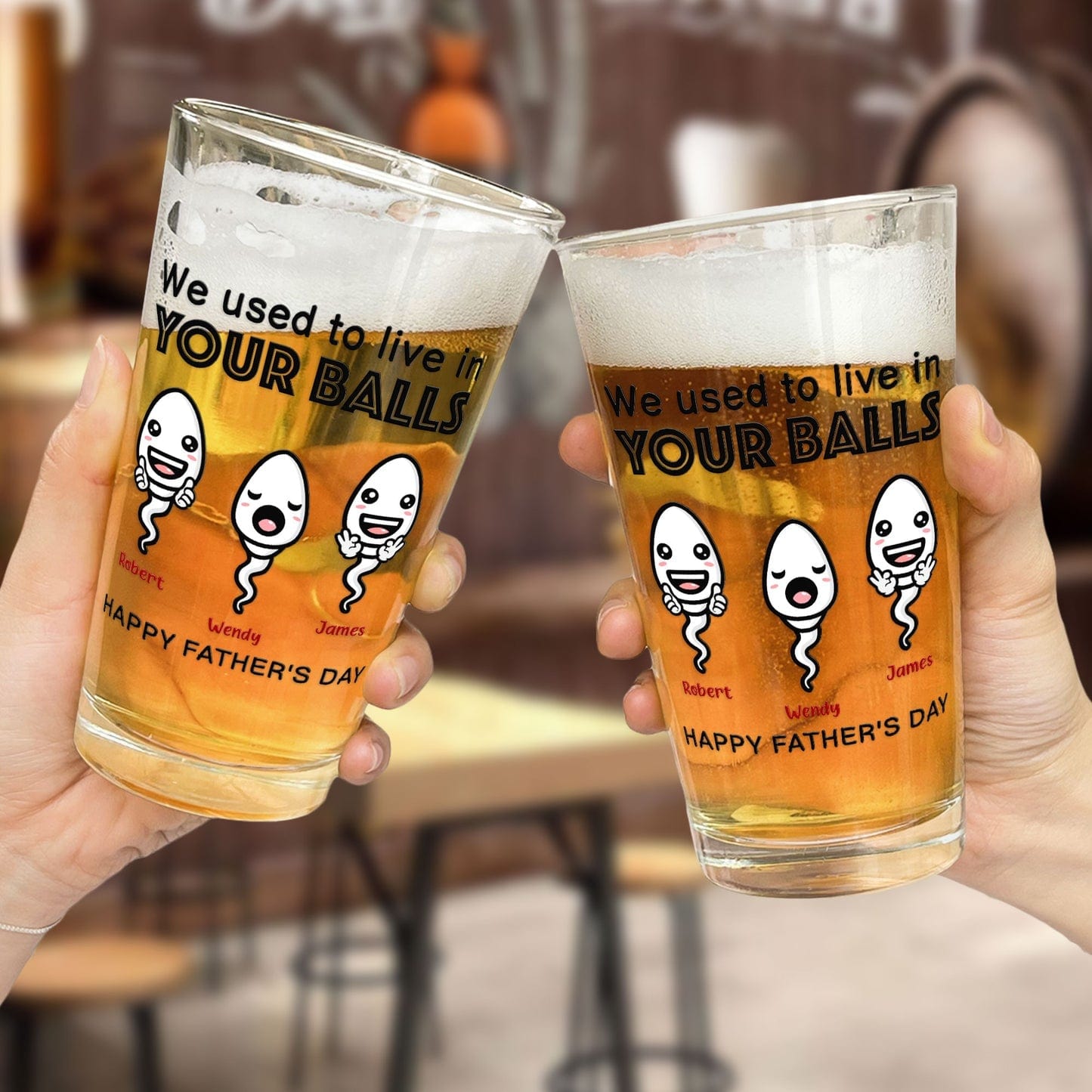 We Used To Live In Your Balls - Personalized Beer Glass - Giftlab