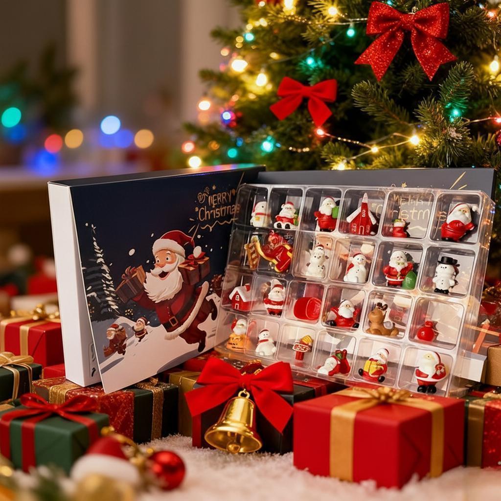 Christmas Advent Calendar 2025 – 25 Days of Christmas Countdown Box with Figurines, Holiday Gift for Kids & Families, Cute Xmas Collectibles
