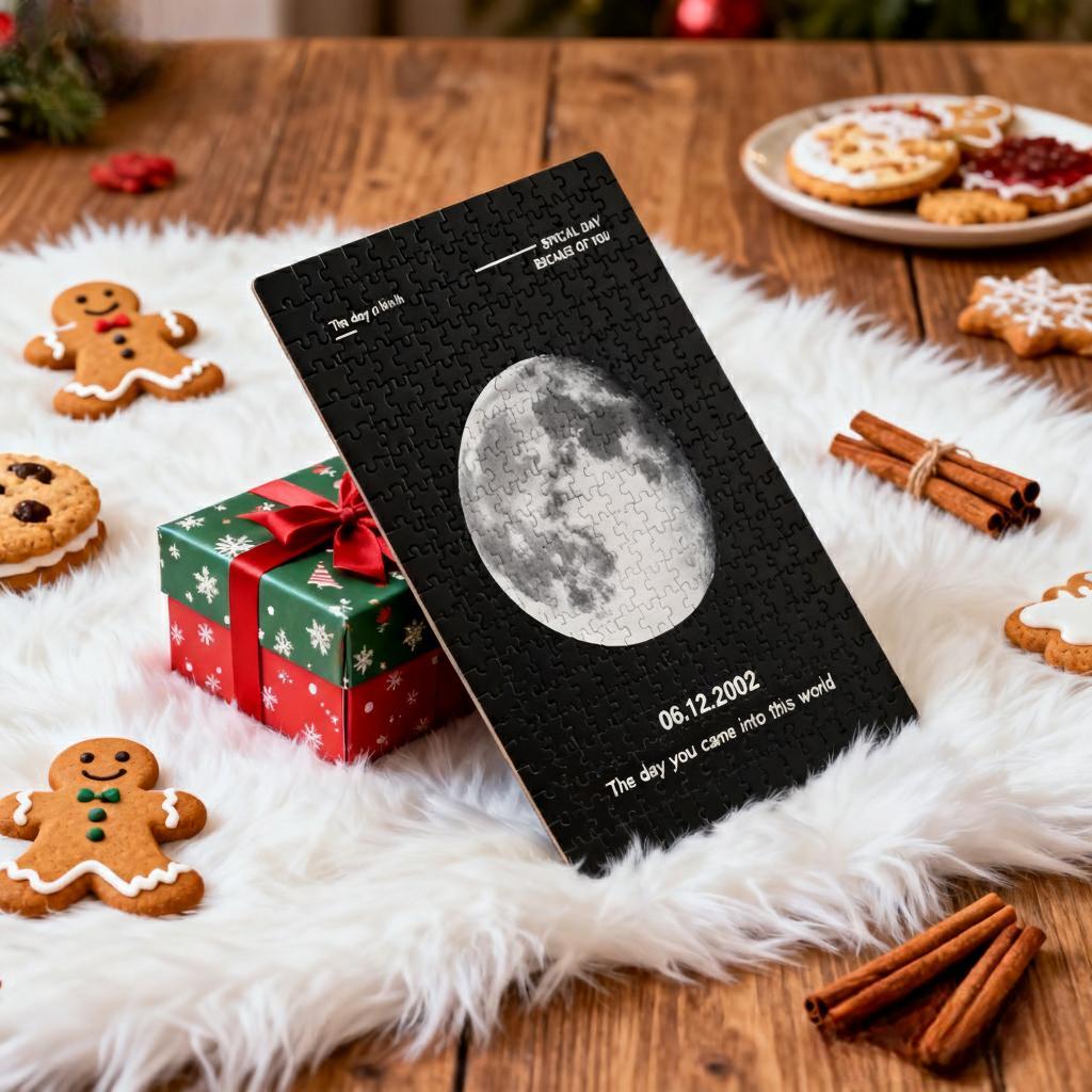Custom Moon Phase and Names Puzzle with Your Text Christmas Gifts