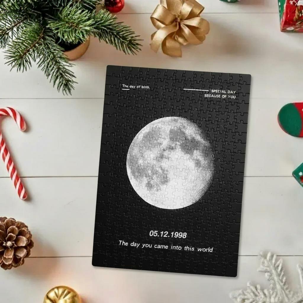 Custom Moon Phase and Names Puzzle with Your Text Christmas Gifts