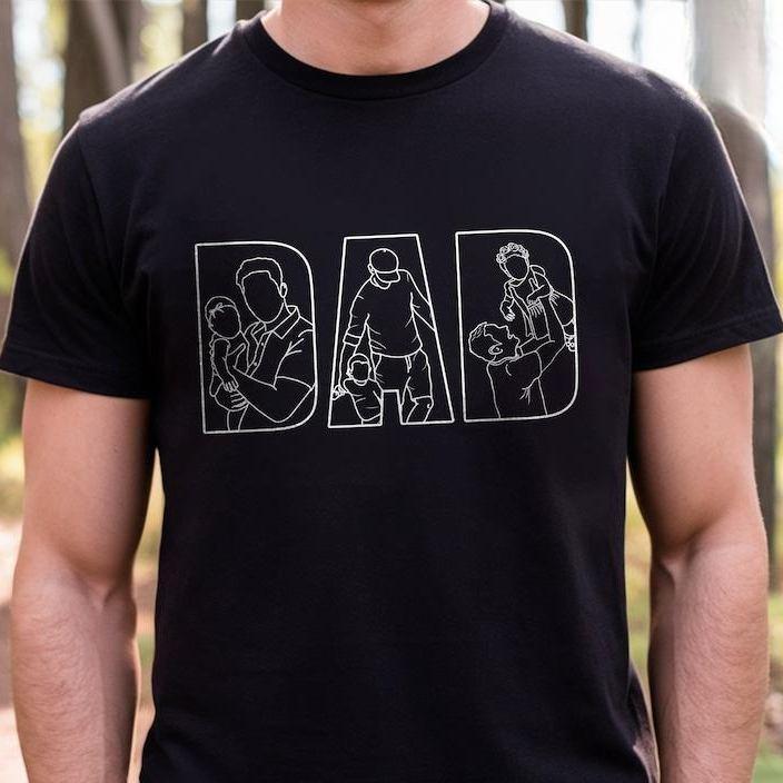Custom Dad Shirt Portrait From Photo, Personalized Dad Photo Outline Shirt, Custom Photo Shirt For Dad, Father's Day Shirts, Papa Shirt - Giftlab