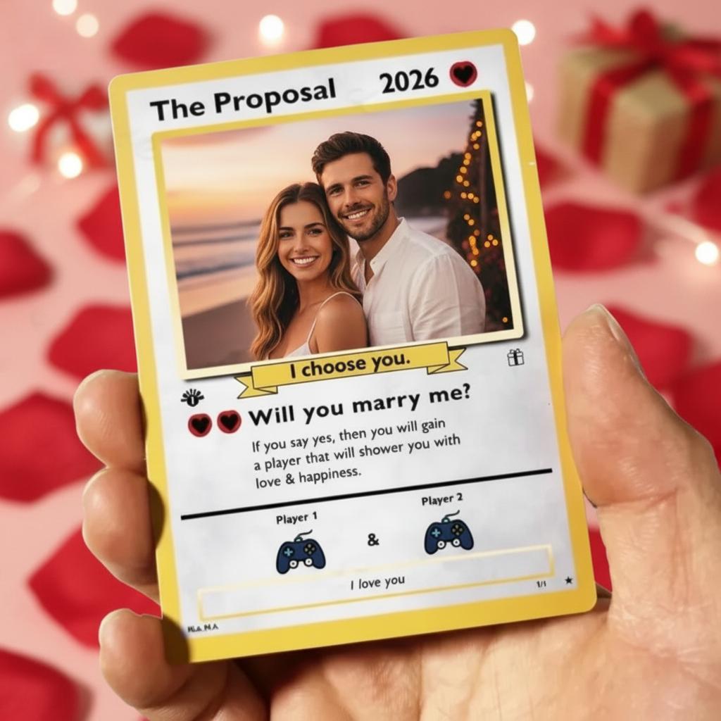 Personalized Valentine's Day Power Couple Card, Custom Anniversary Card Couple Photo Anime Style, Best Valentine's Day Gift for Lover