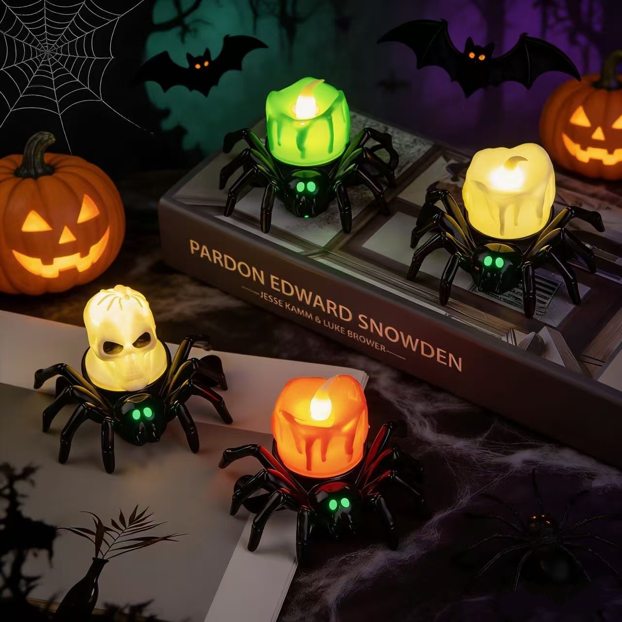 Halloween Spider Pumpkin Lanterns Funny Spider Candle Lights
