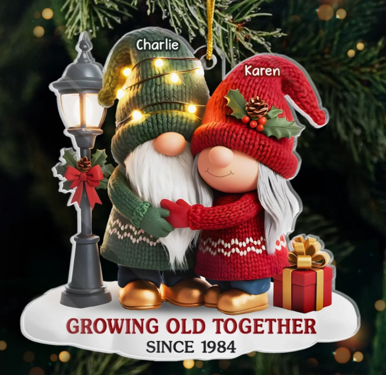 Custom Gnome Acrylic Ornament Personalized Anniversary Christmas Wedding Gifts For Husband And Wife Him And Her Our Story Continues