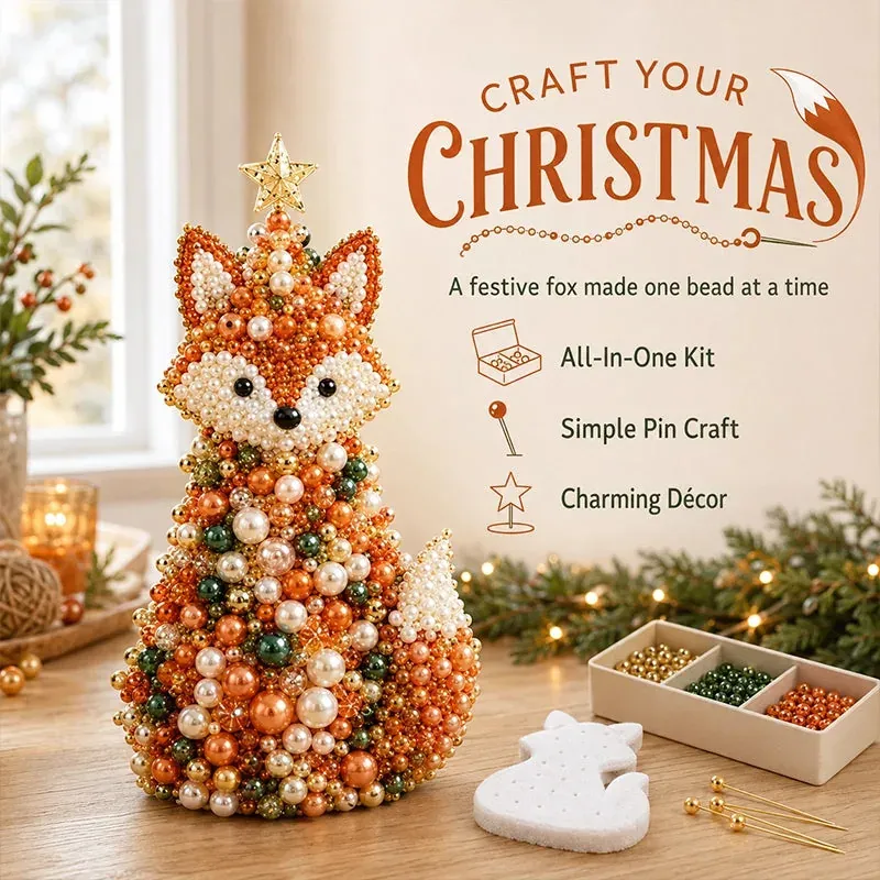 DIY Beaded Animal Christmas Tree Craft Kit, Complete Bead Pin Foam Base Kit