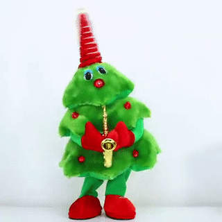 Electric Christmas Tree Toy with Music Light Battery Christmas Gifts Plush Dancing Toy for Kids
