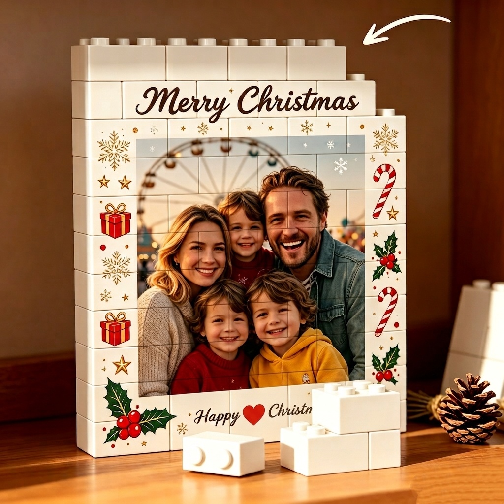 Christmas Personalized Photo Bricks Frame for Family Christmas Day Gifts Christmas Day Keepsake