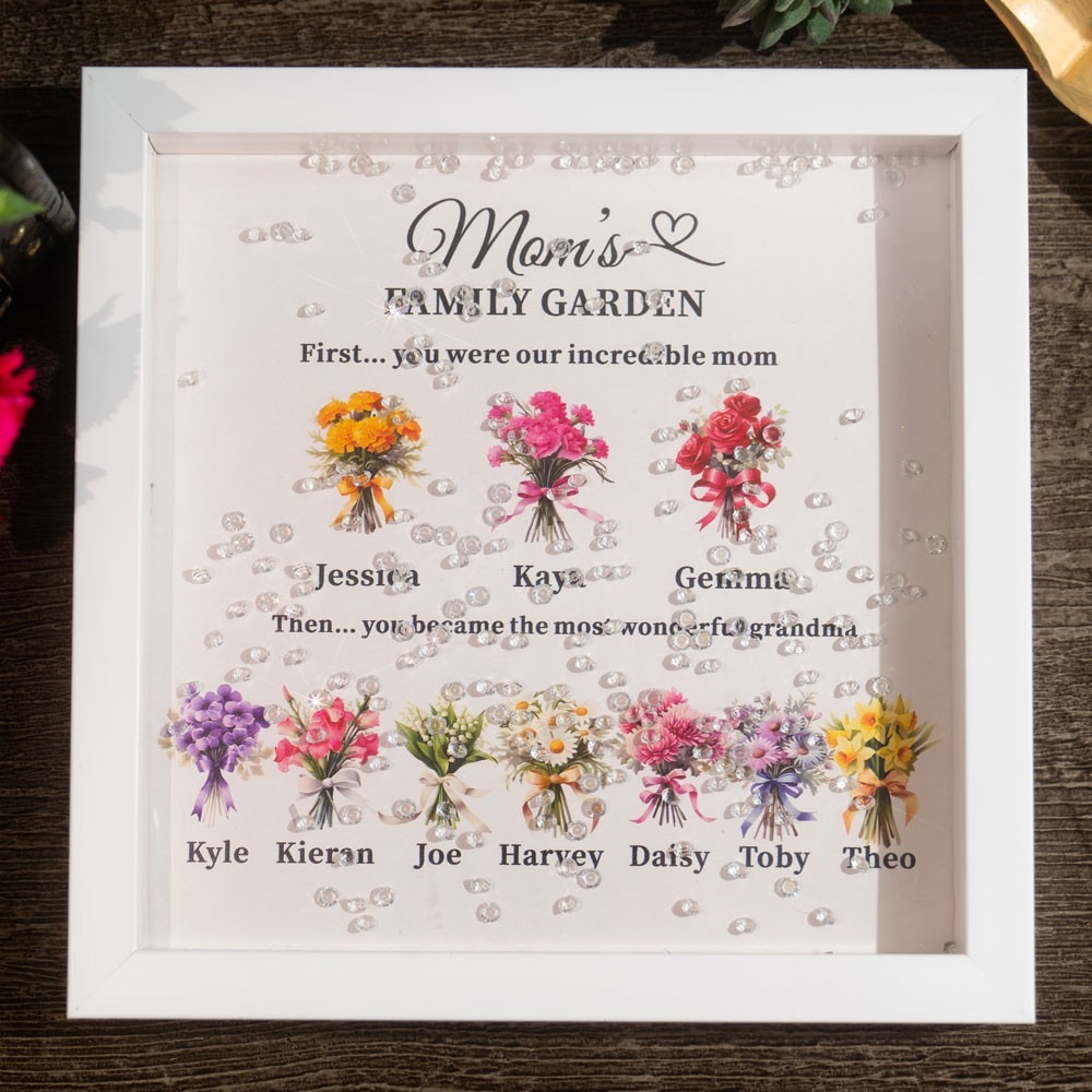 Custom Family Garden Birth Flower Frame With Grandchildren Name For Mother's Day Gift