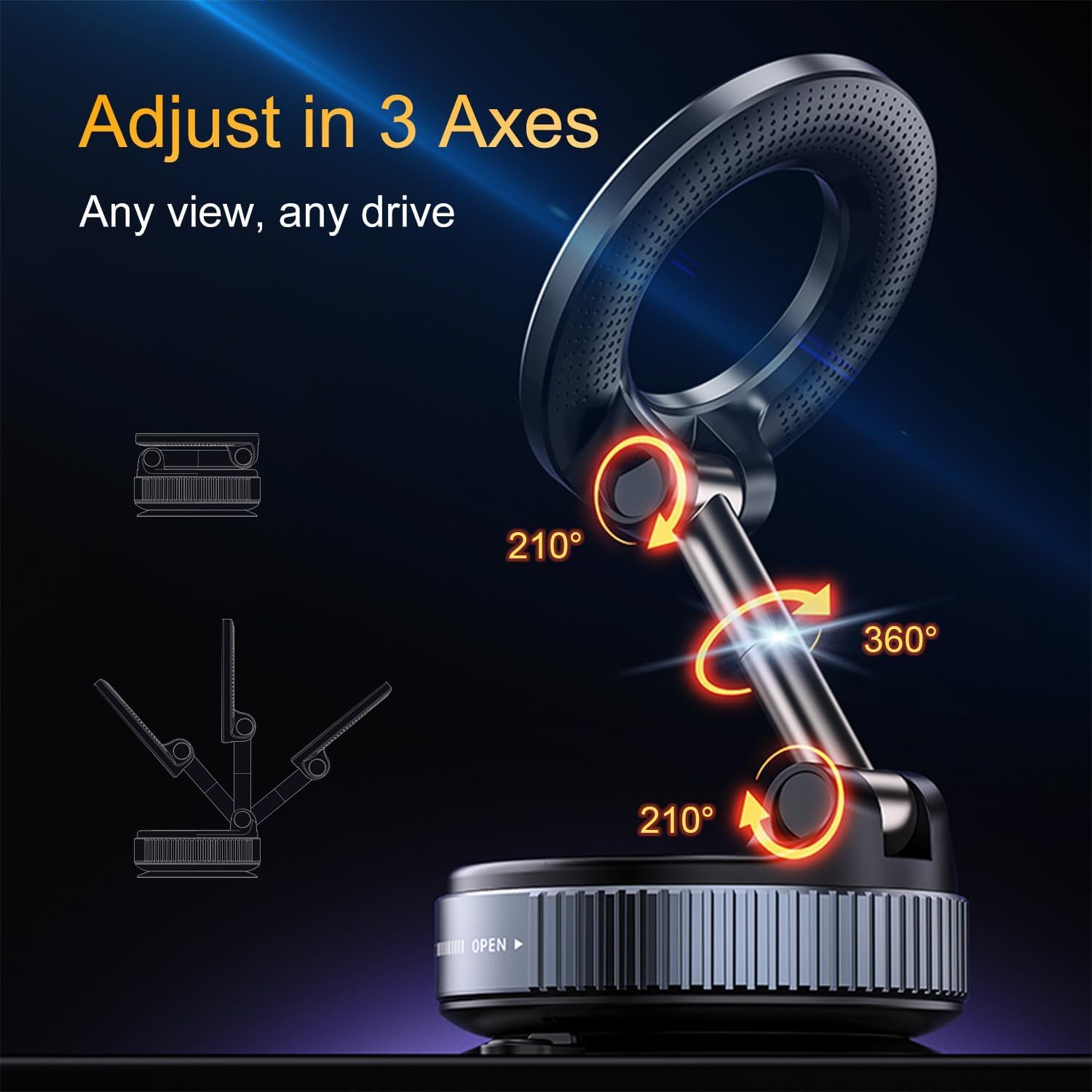 2025 Newest 360�� Adjustable Vacuum Magnetic Suction Cup Phone Holder Mount