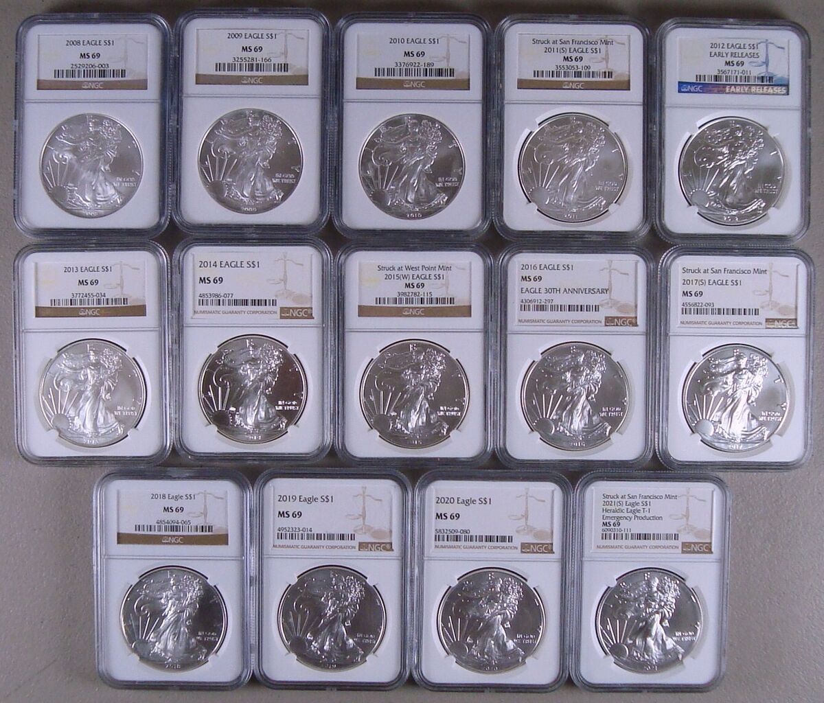 ⏰For a limited time🪙1986-2024 American Silver Eagle 39-pc Set NGC MS69