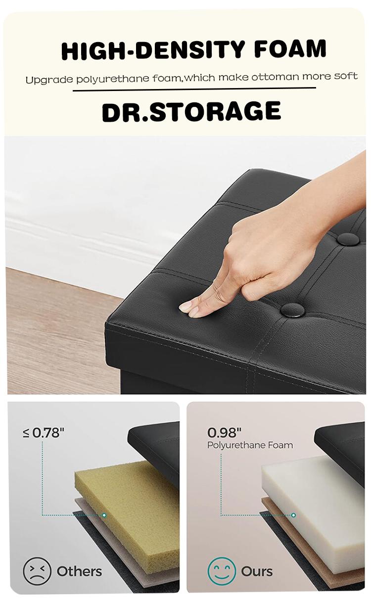 Product Introduction of DR.STORAGE 110L Large Capacity Storage Bench Foldable Storage Stool Bench Multipurpose Storage Sofa 4