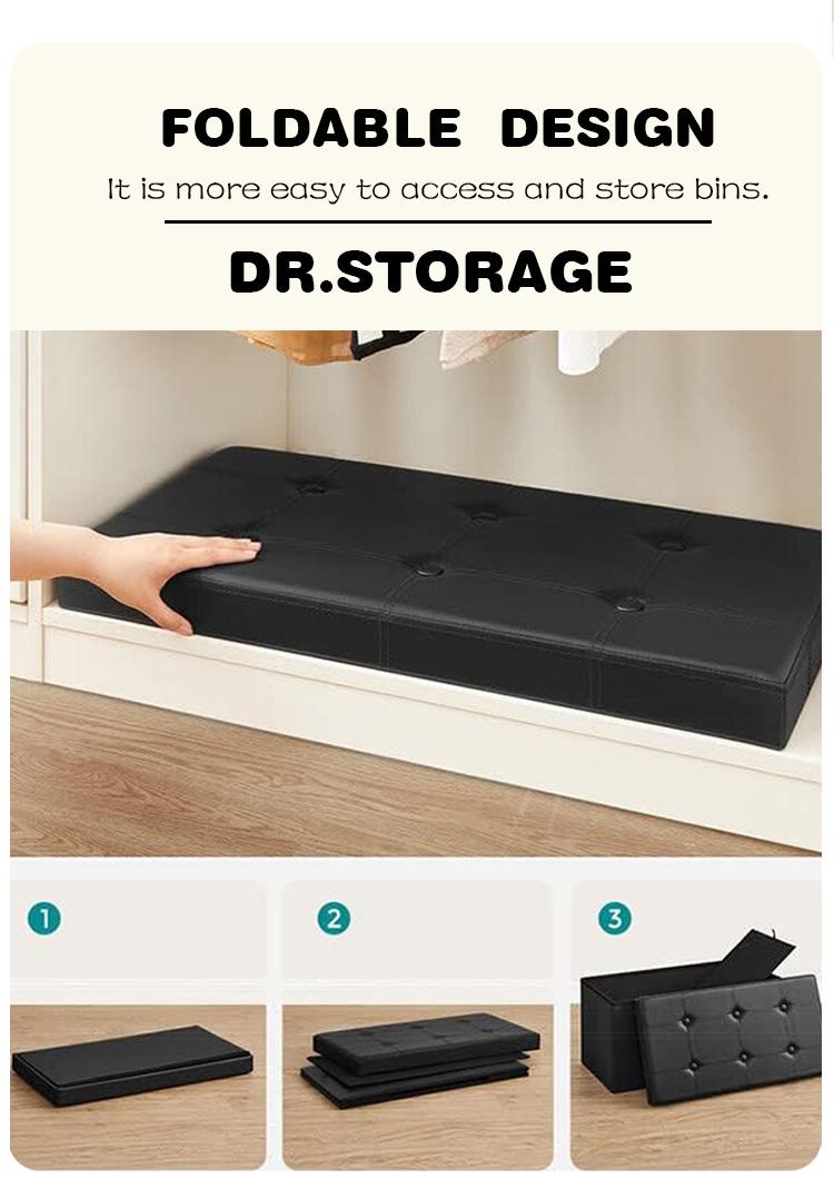 Product Introduction of DR.STORAGE 110L Large Capacity Storage Bench Foldable Storage Stool Bench Multipurpose Storage Sofa 2