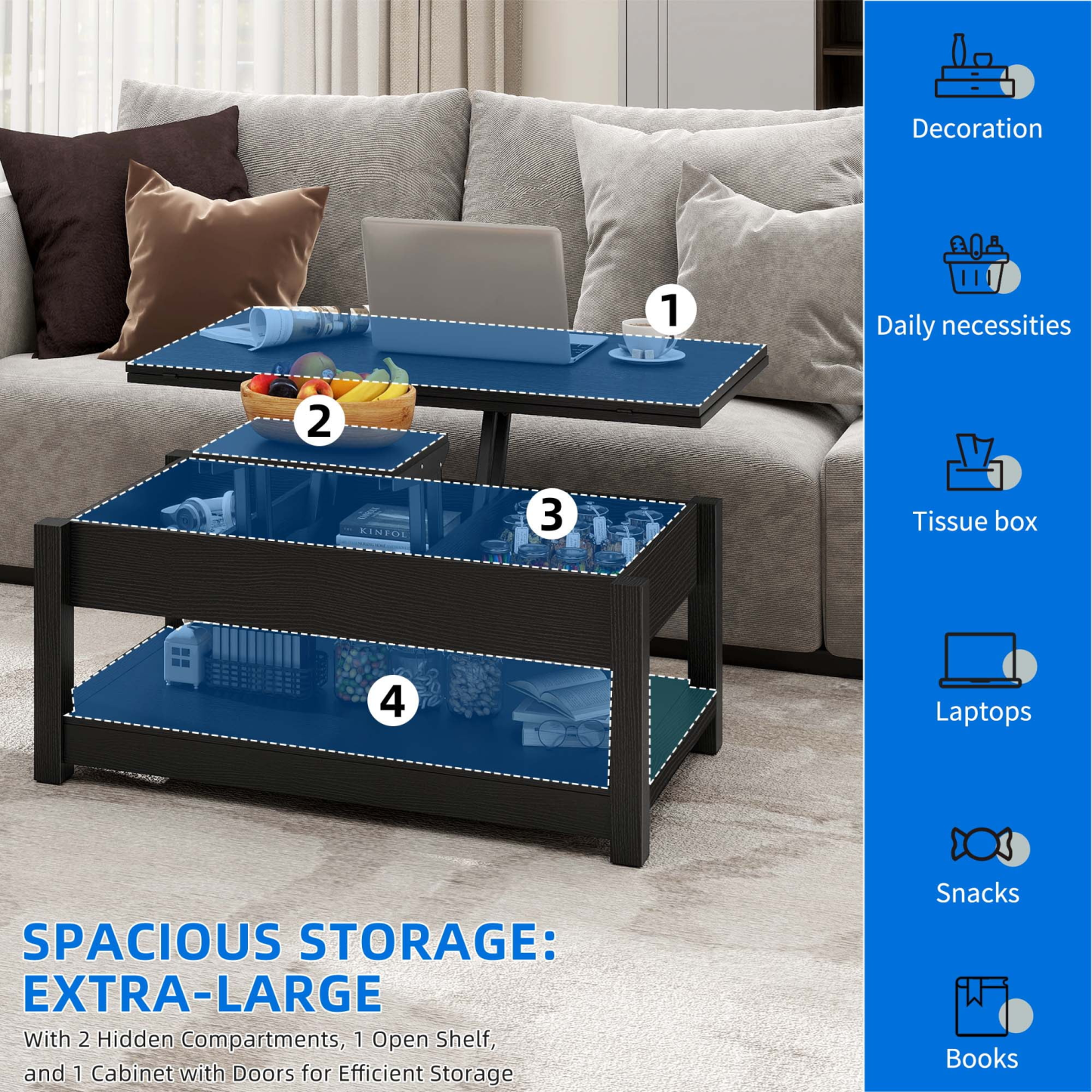 🎉Last day clearance sale💝Buy 2 Get 2 Free ✨3 in 1 Multi-Function Lift Top Coffee Tables with Storage