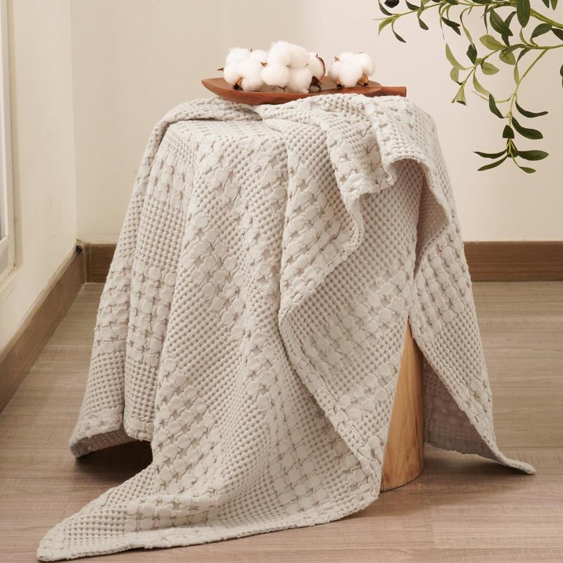 Product Introduction of PHF 100% Cotton Weave Waffle Blanket, Aesthetic Soft Woven and Breathable Blanket for Bed Sofa Home Decor for for All Season 6