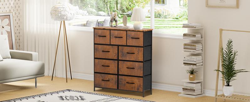 Product Introduction of Cupboards Cabinets Dresser - with 9 Drawers, Bedroom  Organizer, Steel Frame and Wood Top for Bedroom, Closet, Entryway 0