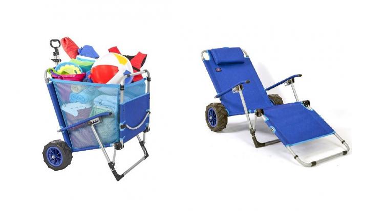 2-in-1 beach chair lounger wagon combo - Beach Chair Doubles as a Wagon For Easy Beach Trips