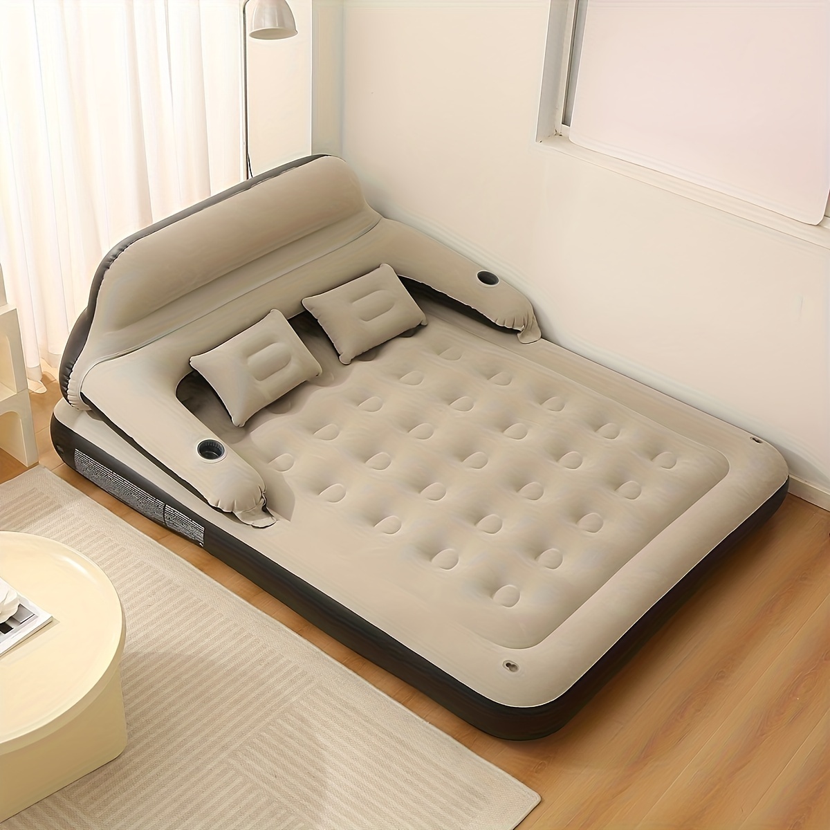Inflatable Air Mattress with a Headboard And Pillows