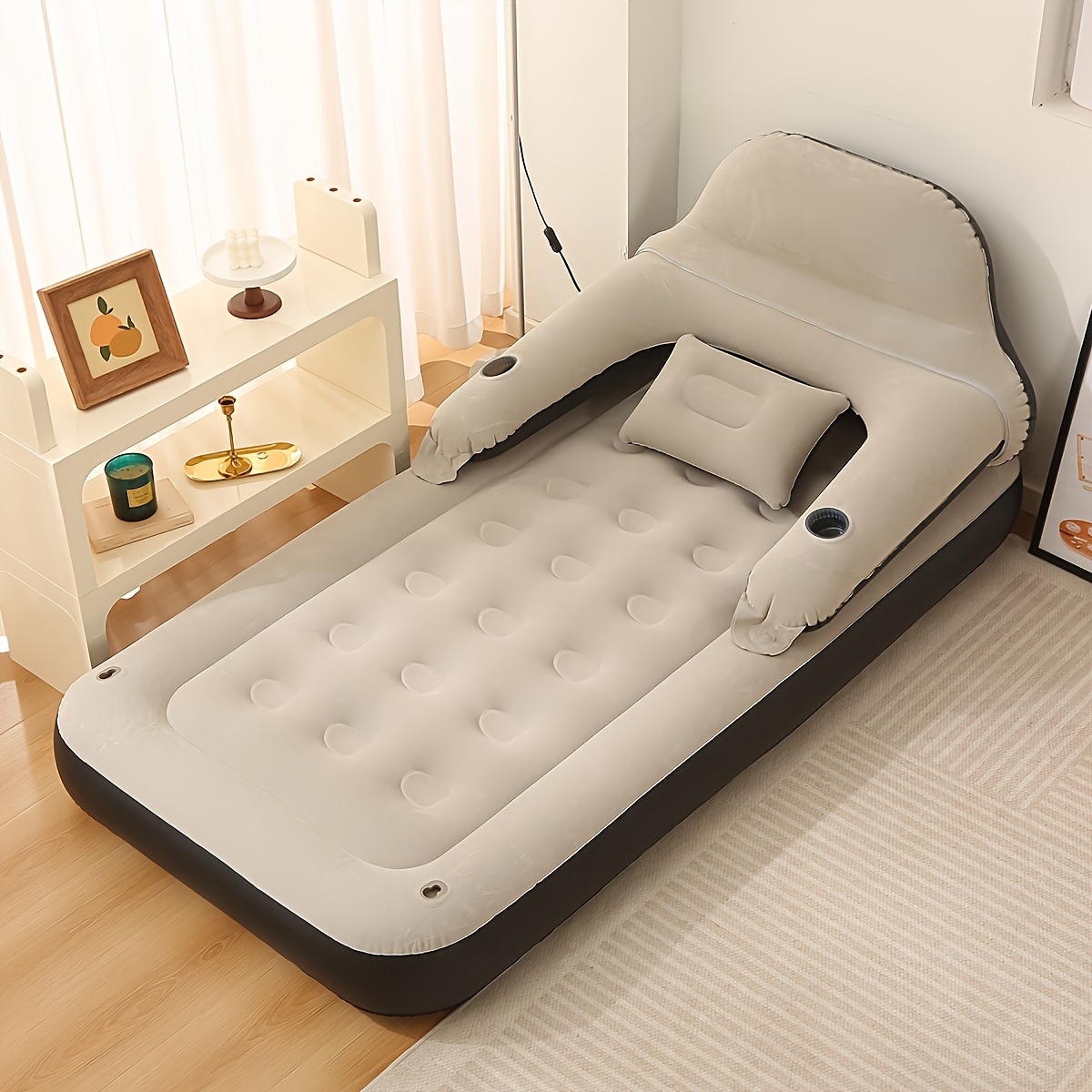 Inflatable Air Mattress with a Headboard And Pillows