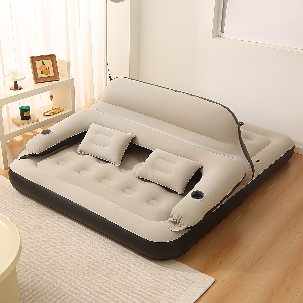 Inflatable Air Mattress with a Headboard And Pillows