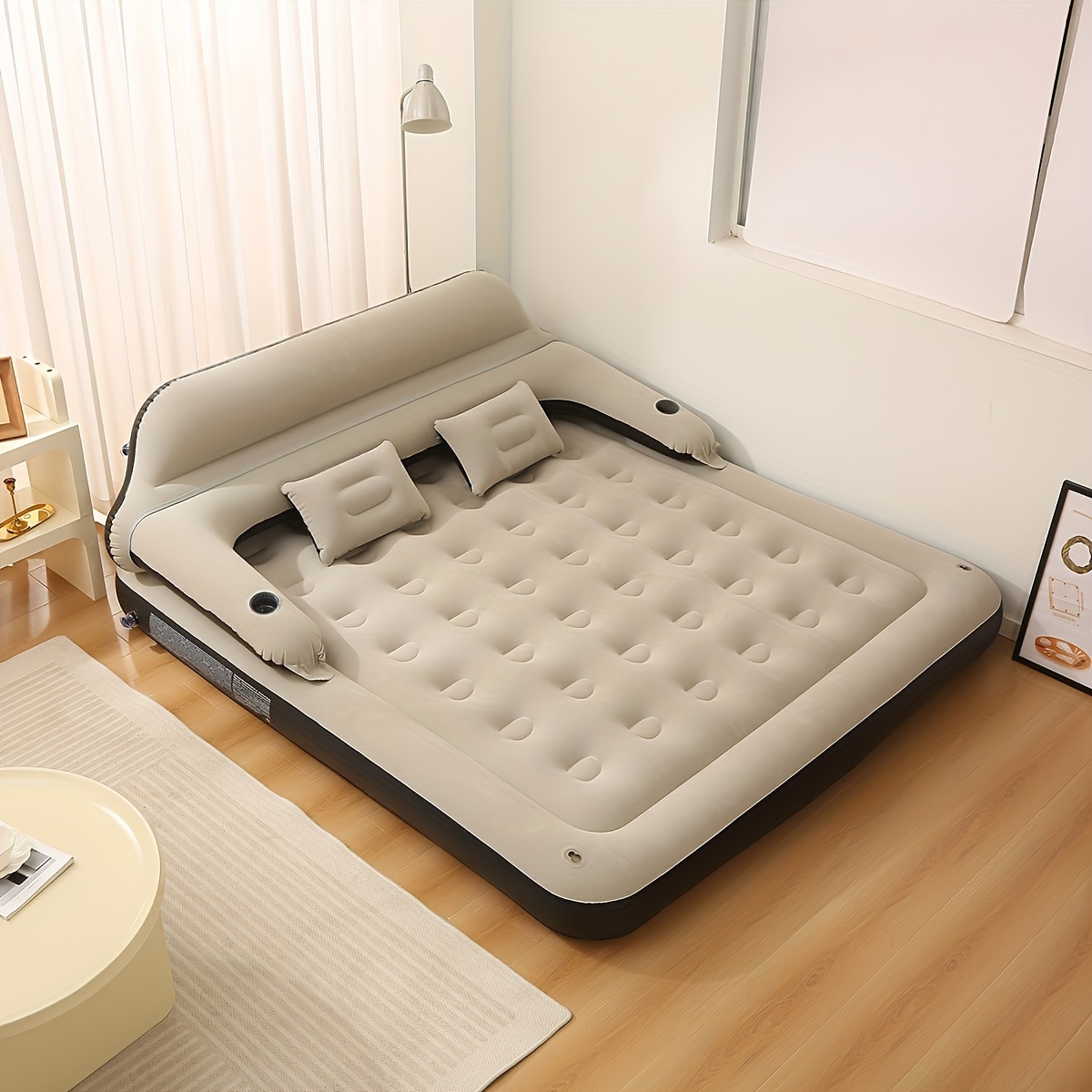Inflatable Air Mattress with a Headboard And Pillows