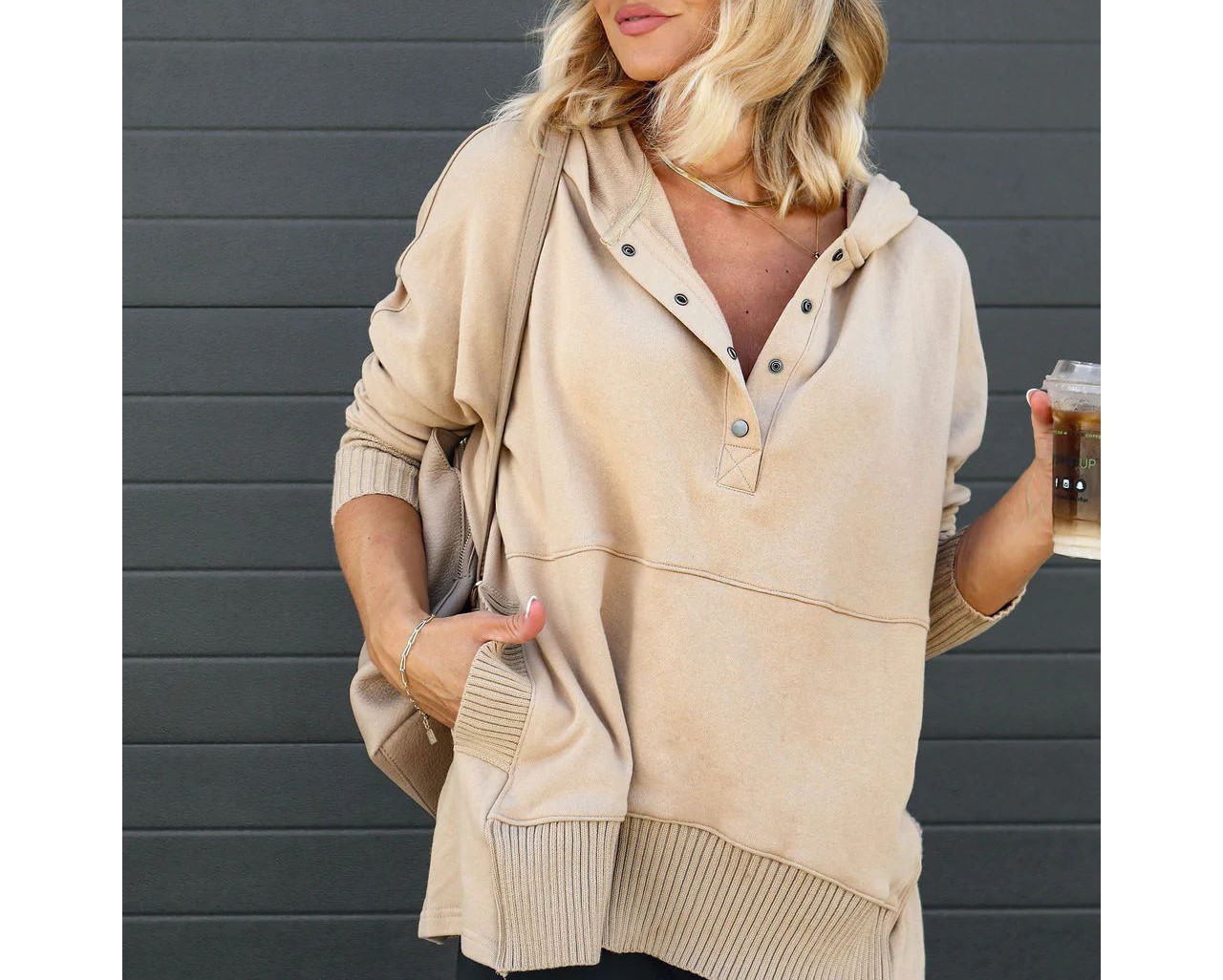 Oversized Sweatshirt Long Sleeve V Neck Pullover Hoodies(Buy 2 Free Shipping)-boocean.com