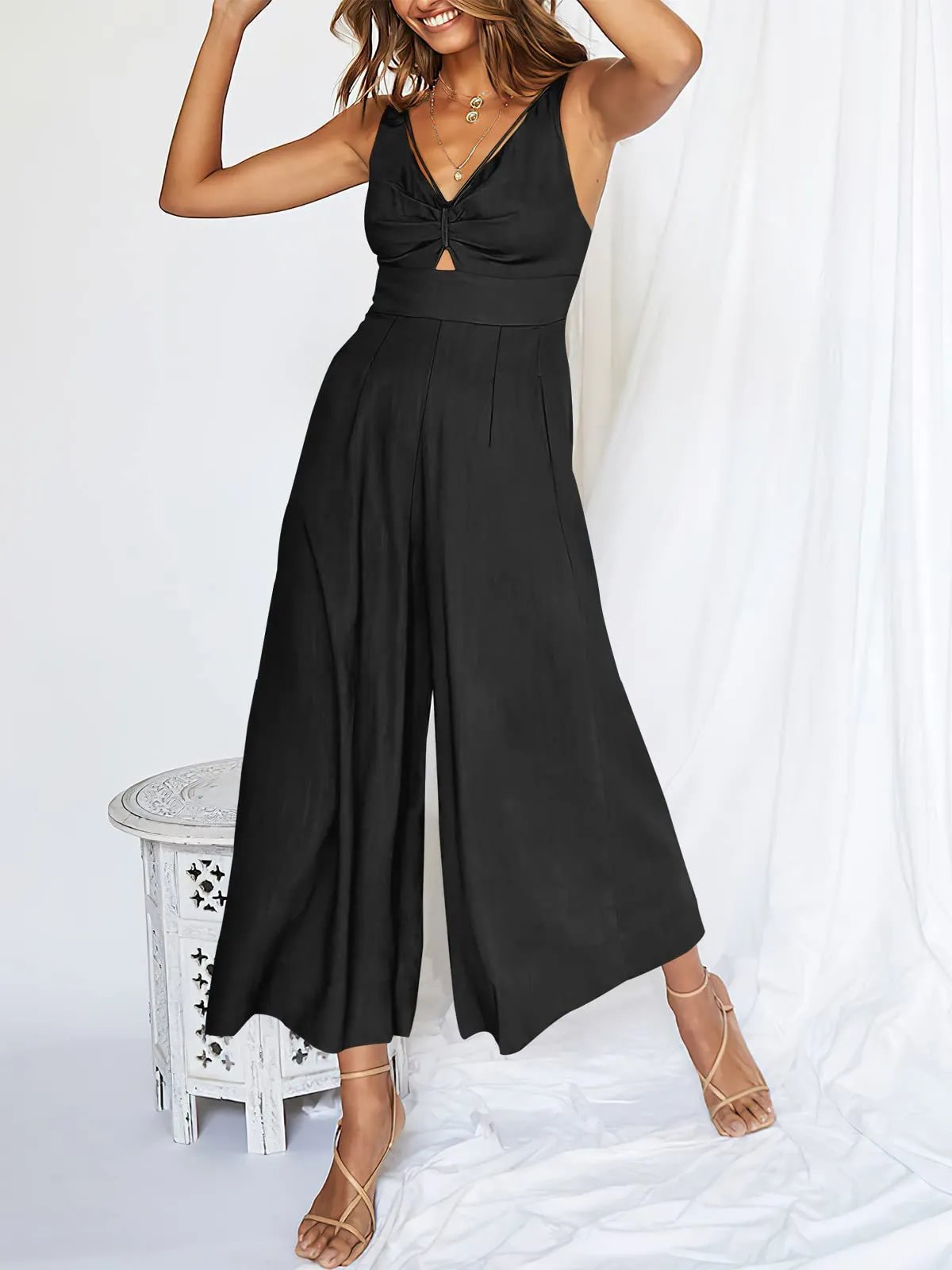 New Summer V Neck Cutout High-Waist Rompers