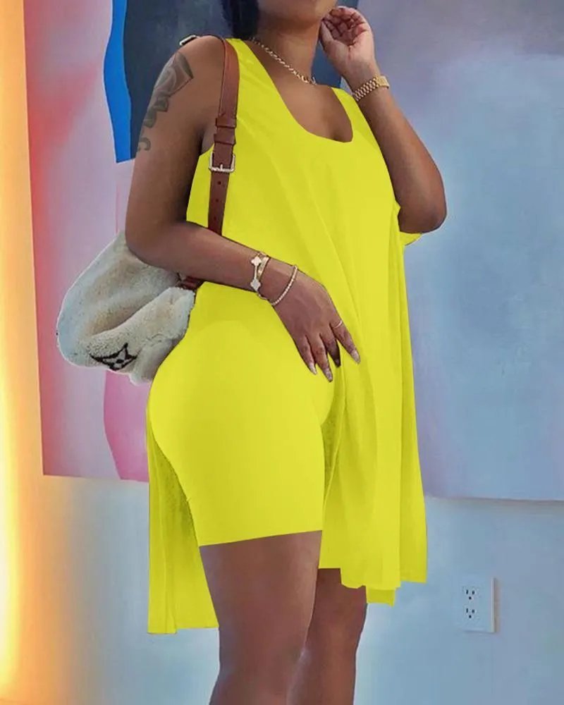 💃Less Is More Set🔥2023 U-neck sleeveless dress& Shorts Set-boocean.com
