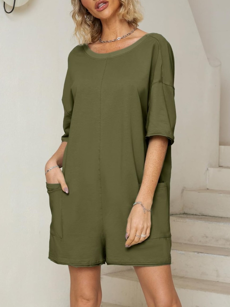 Oversized Vibrant Relaxed Backless Tee Romper