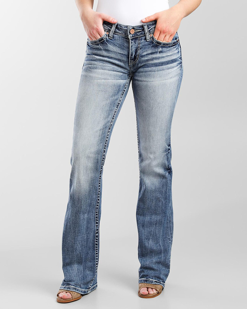 90s Vintage Embroidery Pocket Low Waist Jeans-boocean.com