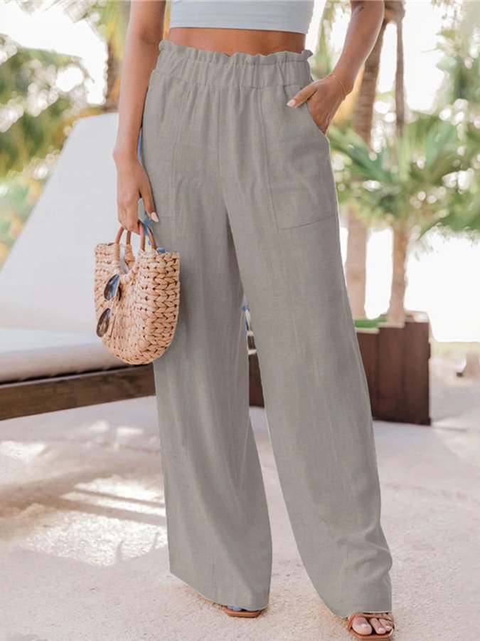 Women's Casual Ruffled Wide Leg Pants-boocean.com