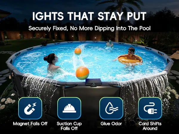 Product Introduction of Poolhacker Poolside Solar light, Solar Light for Swimming Pool, above ground pool and In ground Pool Decorative Lighting 10
