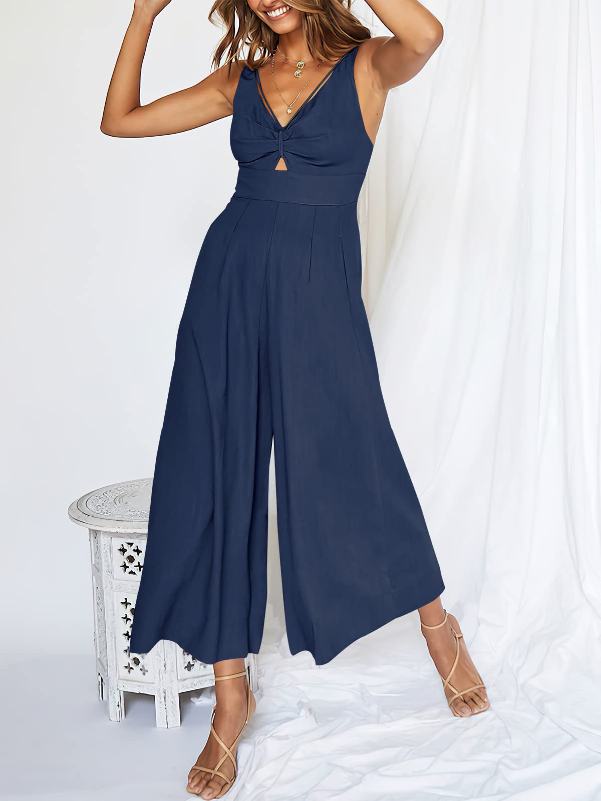 V Neck Cutout High-Waist Rompers (Buy 2 free shipping)-Pink Laura