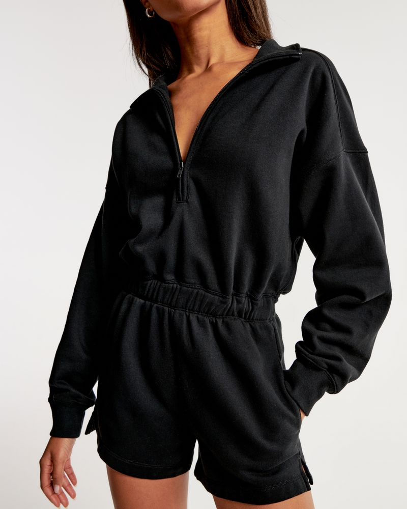 Half Zip Long-Sleeve Fleece Romper